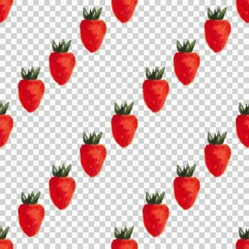 Seamless pattern of watercolor strawberries, hand painted on white background Stockillustratie