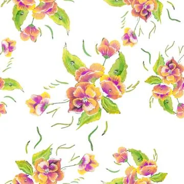 Seamless pattern  Watercolor Vector Flowers Stock Illustration