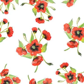Seamless pattern  Watercolor Vector Flowers Stock Illustration