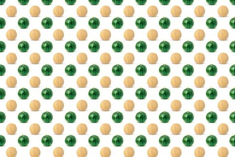 Seamless pattern with watermelon and melon on white. Stock Photos