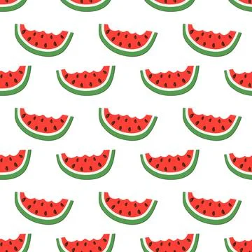 Seamless pattern with watermelon bite slice. Stock Illustration