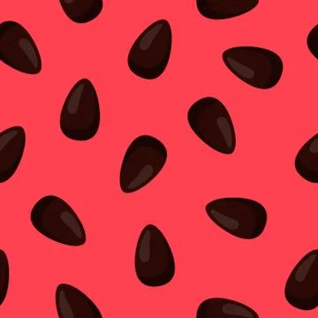 Seamless pattern with watermelon bones on red background. Endless print. Vector Stock Illustration