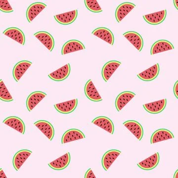 Seamless pattern with watermelon. Cartoon background  for kids. vector textur Stock Illustration