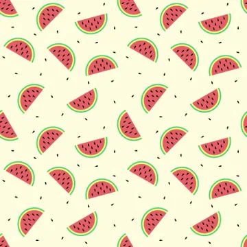 Seamless pattern with watermelon. Cartoon background  for kids. vector textur Stock Illustration