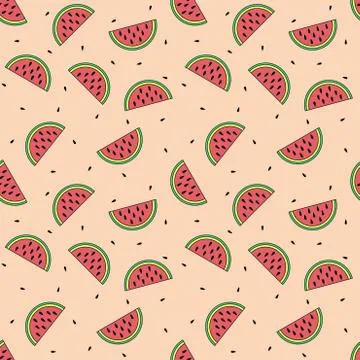 Seamless pattern with watermelon. Cartoon background  for kids. vector textur Stock Illustration