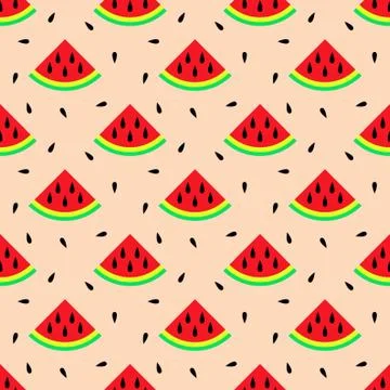 Seamless pattern with watermelon. Cartoon background  for kids. vector textur Stock Illustration