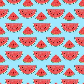 Seamless pattern watermelon fruit risograph illustration Stock Illustration