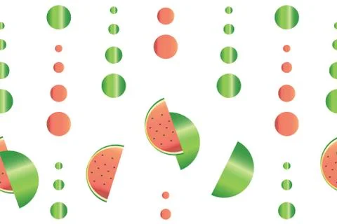 Seamless pattern with watermelon fruit vector and bubbles Stockillustratie