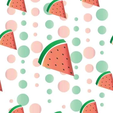 Seamless pattern with watermelon fruit vector - summer theme Stock Illustration