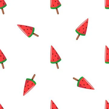Seamless pattern of watermelon ice cream on a stick. Stock Illustration