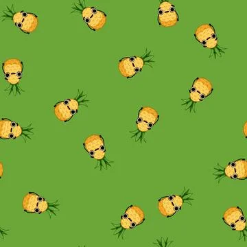 Seamless pattern watermelon pineapple character cartoon vector 스톡 일러스트