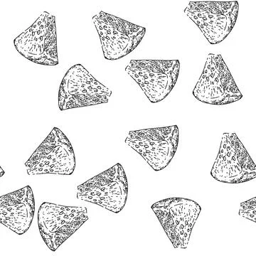 Seamless pattern watermelon slice sketch hand drawn 库存插图