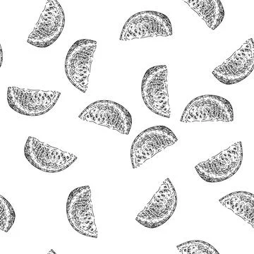 Seamless pattern watermelon slice sketch hand drawn Illustrazione stock