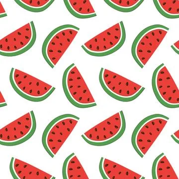 Seamless pattern with watermelon slice. Summer fruit print design Stock Illustration