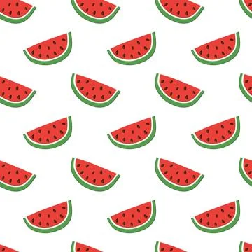 Seamless pattern with watermelon slice. Summer fruit print design Stock Illustration