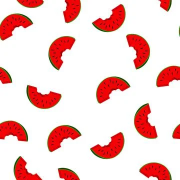 Seamless pattern with watermelon slice on white background. Summer illustration Stock Illustration