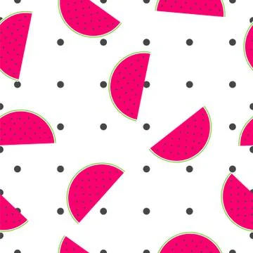 Seamless pattern with watermelon slices and polka dots Illustrazione stock