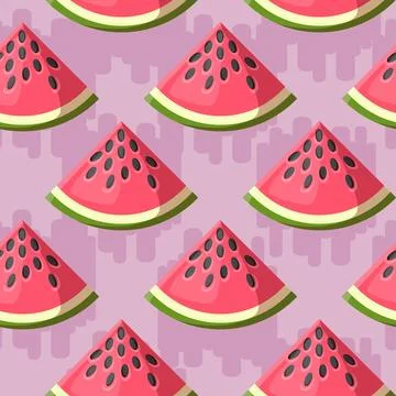 Seamless pattern with watermelon slices. Cartoon texture Stock Illustration
