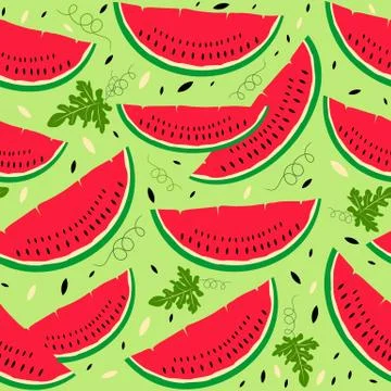 Seamless pattern with watermelon slices Stock Illustration