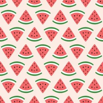 Seamless pattern with watermelon slices Stock Illustration