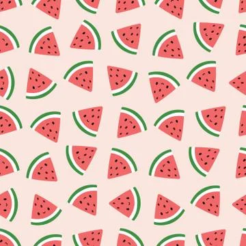 Seamless pattern with watermelon slices Stock Illustration