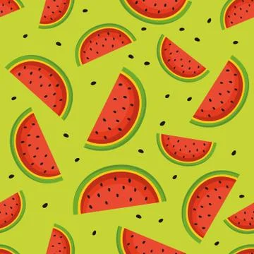 Seamless pattern with watermelon slices. Stock Illustration