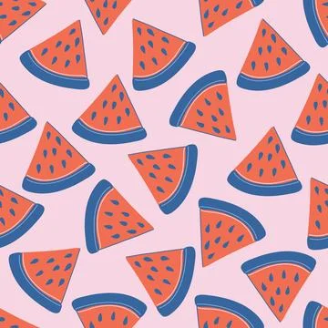 Seamless pattern with watermelon slices Stock Illustration