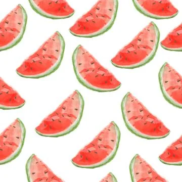 Seamless pattern of watermelon slices isolated on white background Stock Illustration