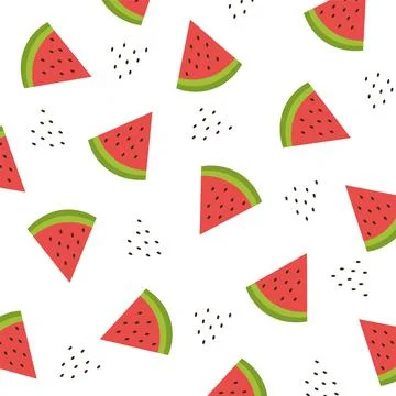 Seamless pattern with watermelon slices. Vector illustration. Summer watermel Stock Illustration