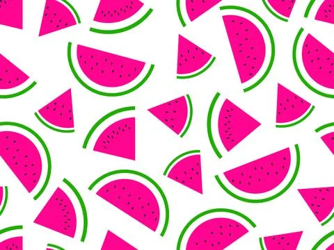 Seamless pattern with watermelon slices on a white background. Watermelon w.. Stock Illustration