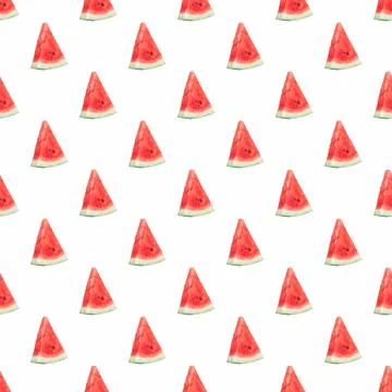 Seamless pattern with watermelon slices on a white background 库存照片