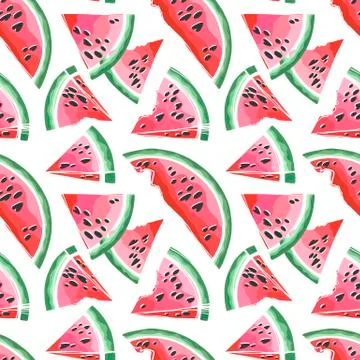 Seamless pattern of watermelons Stock Illustration