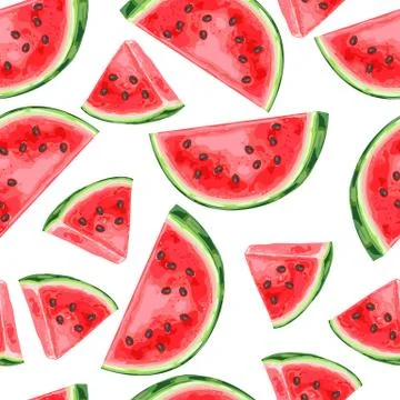 Seamless pattern with watermelons slices. Stock Illustration