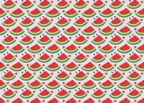 Seamless pattern with watermelons. Vector illustration of fruits in cartoon.. Stock-Illustration