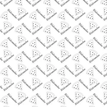 A seamless pattern with watermelons in white and black colours Stock Illustration