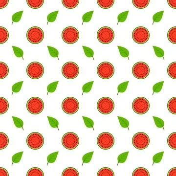 Seamless pattern with watermelons on white background. Stock Illustration