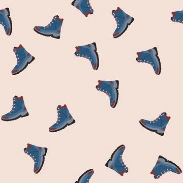 Seamless pattern waterproof hiking boots male cartoon vector Stock Illustration