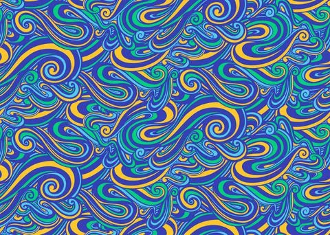 Seamless pattern wave abstract.Line drawing style.Fashion textile fabric. Stock Illustration