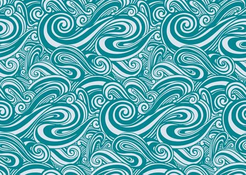 Seamless pattern wave abstract.Line drawing style.Fashion textile fabric. Stock Illustration