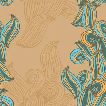 Seamless pattern wave background beige and blue. vector Illustrazione stock