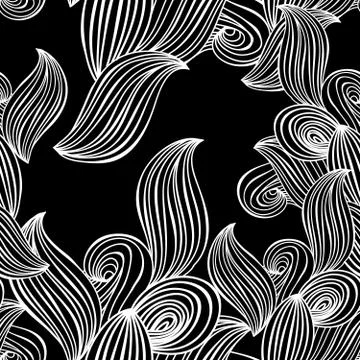 Seamless pattern wave background black and white. vector Stock Illustration