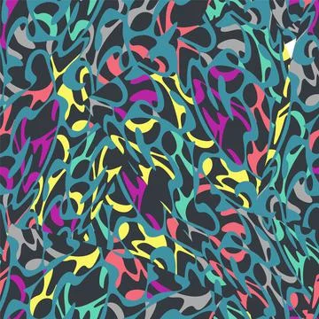 Seamless pattern with wave colorful abstract shapes Stock Illustration