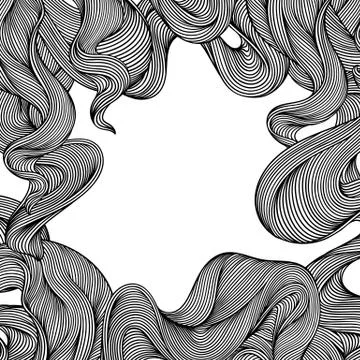 Seamless pattern with wave line curls. Monochrome stripes black and white Illustrazione stock