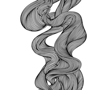 Seamless pattern with wave line curls. Monochrome stripes black and white Stock Illustration