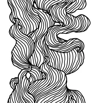 Seamless pattern with wave line curls. Monochrome stripes black and white イラスト素材