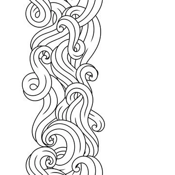 Seamless pattern with wave line curls. Monochrome stripes black and white Stock Illustration