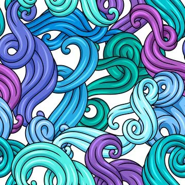 Seamless pattern with wave line curls. Color striped texture. Stockillustratie