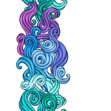 Seamless pattern with wave line curls. Color striped texture. Ilustración de archivo