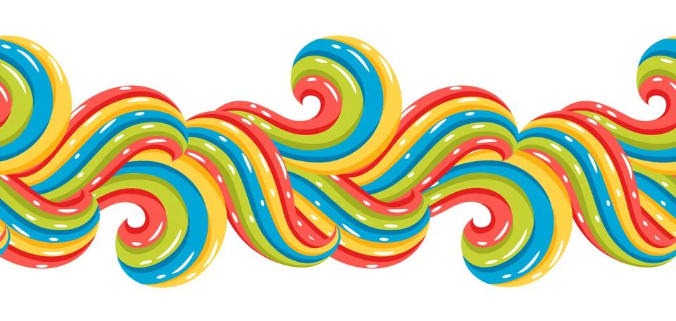Seamless pattern with wave line curls. Color striped texture. Illustrazione stock