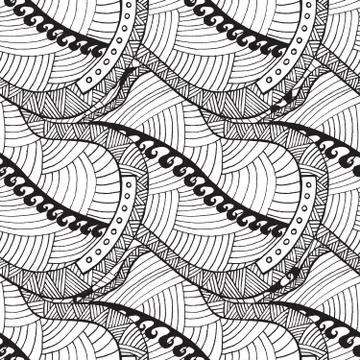Seamless pattern with wave, triangle and lines Stock Illustration